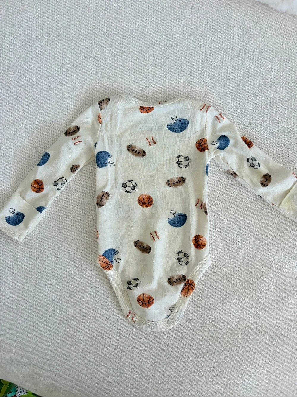 Carters Long-Sleeve Sports Print Onesie Bodysuit - Cream newborn